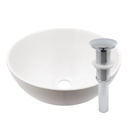 Mini 12-inch Round White Porcelain Sink With Chrome Pop-up Drain